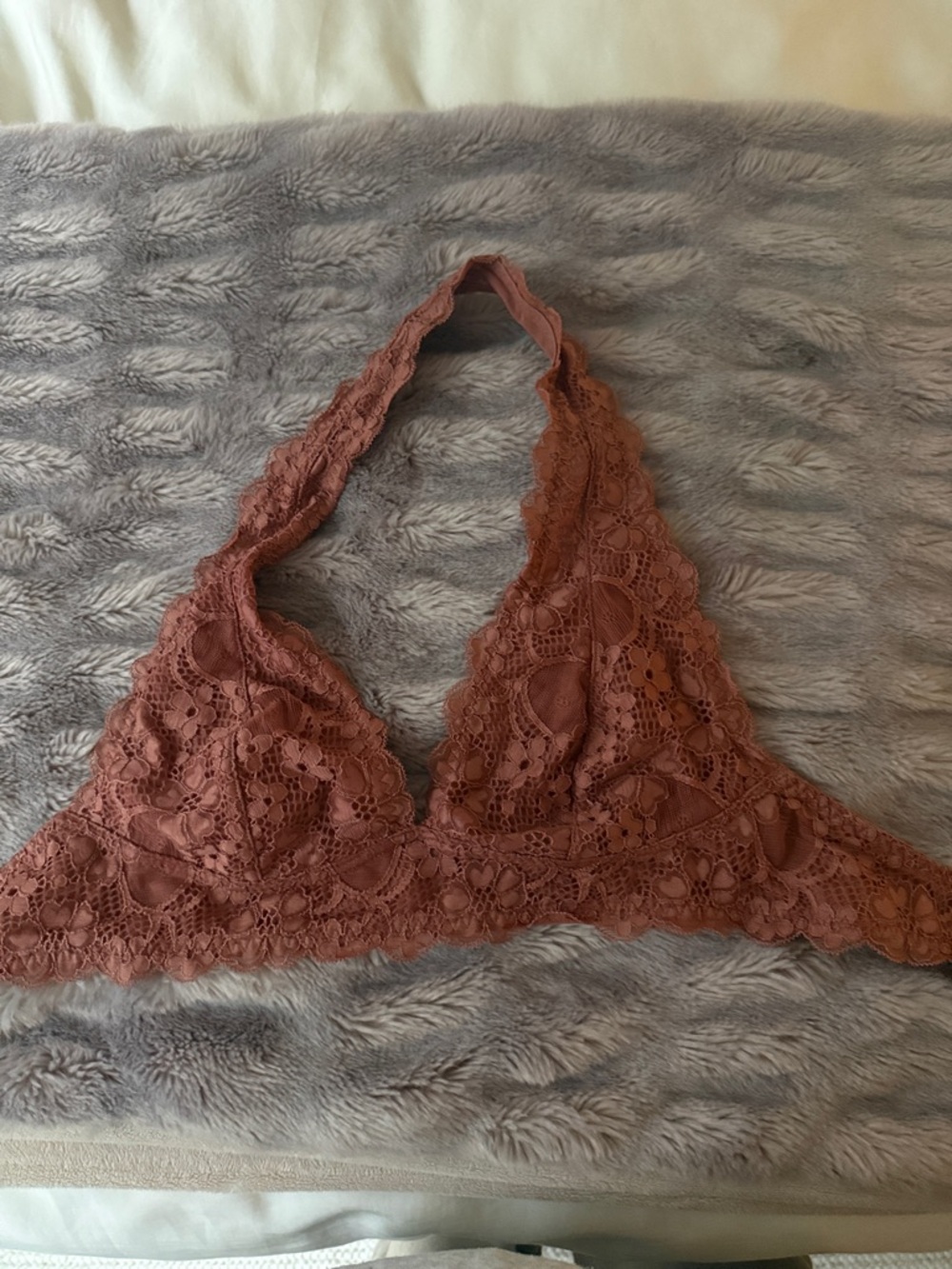Free People Lace Halter Bralette in Burnt Orange